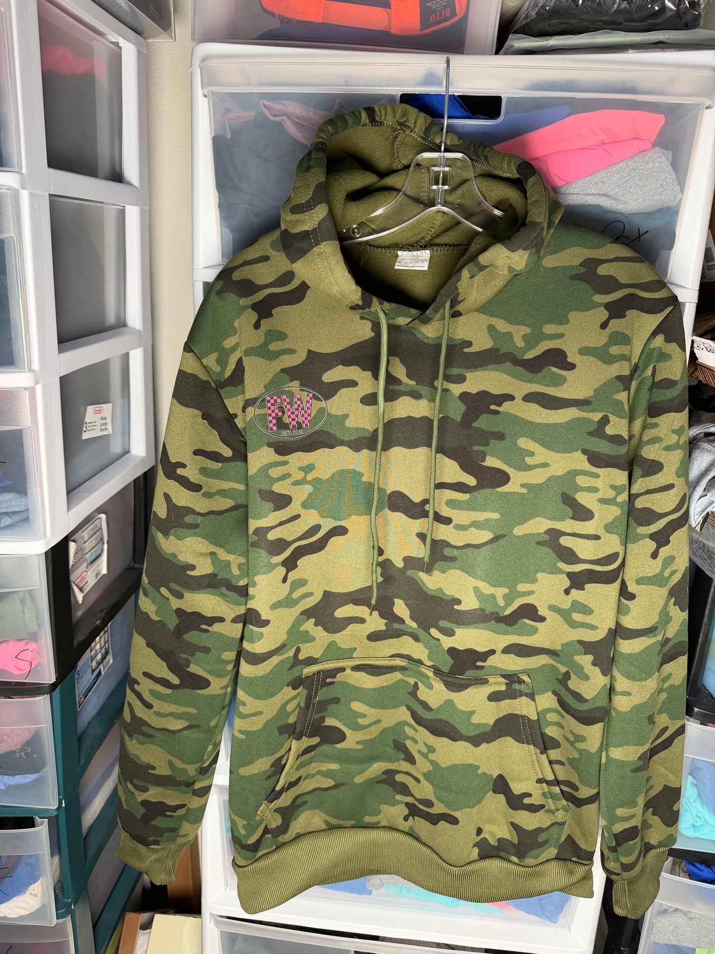 Camo hoodie pink built not bought